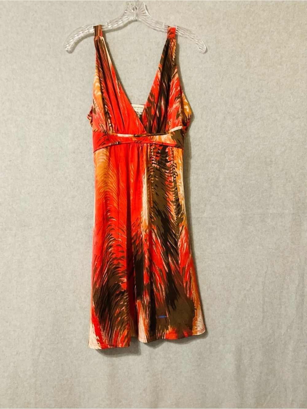 Papillon Blanc Raindrops Multicolor Red & Orange Printed Top Sz M